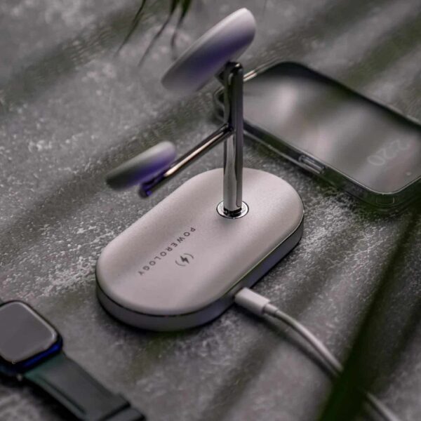 ⁦Powerology 3 in 1 MFi Charging Dock with Built-in Apple MagSafe قاعدة شحن⁩ - الصورة ⁦3⁩