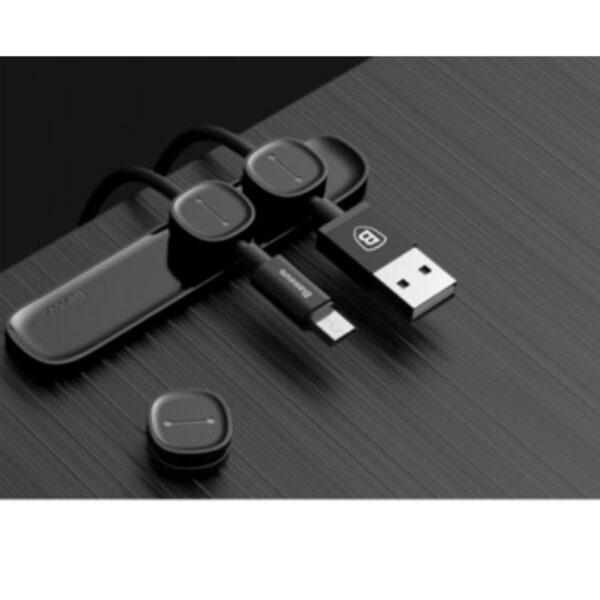 ⁦Holder Baseus Peas Magnetic Cable Clip Black منظم اسلاك مغناطيسي⁩ - الصورة ⁦3⁩