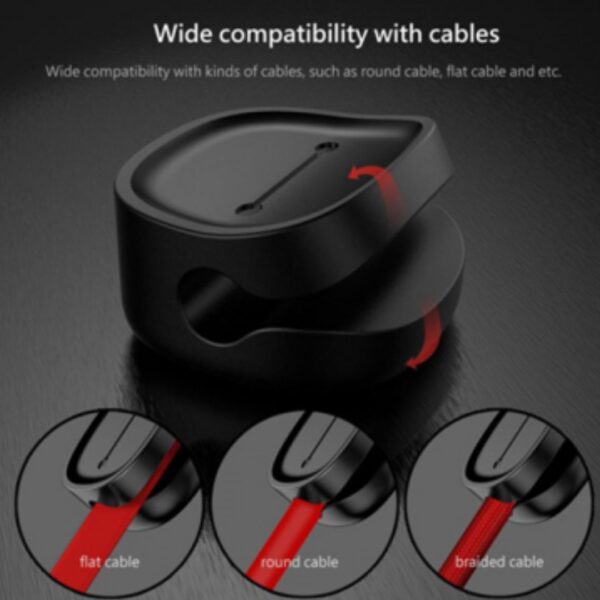 ⁦Holder Baseus Peas Magnetic Cable Clip Black منظم اسلاك مغناطيسي⁩ - الصورة ⁦2⁩