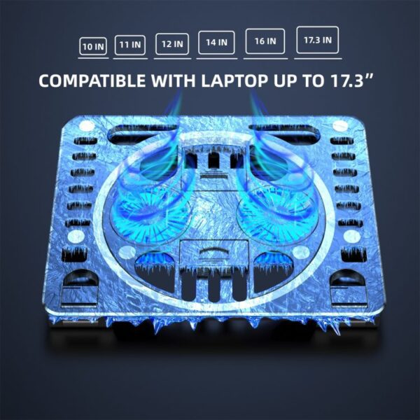 ⁦ستاند لابتوب مع مراوح تبريد مضيئة HAWEE Laptop Cooler Stand⁩ - الصورة ⁦4⁩