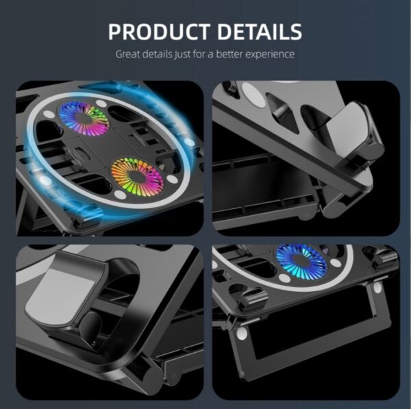 ⁦ستاند لابتوب مع مراوح تبريد مضيئة HAWEE Laptop Cooler Stand⁩ - الصورة ⁦2⁩